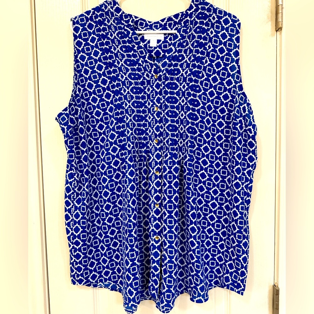 Charter Club, Size XL, Blue and White Sleeveless Top.